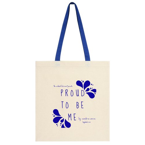 Reusable affirming canvas tote bag designed by a teenager, featuring a stylish and empowering message, perfect for carrying books and journals.