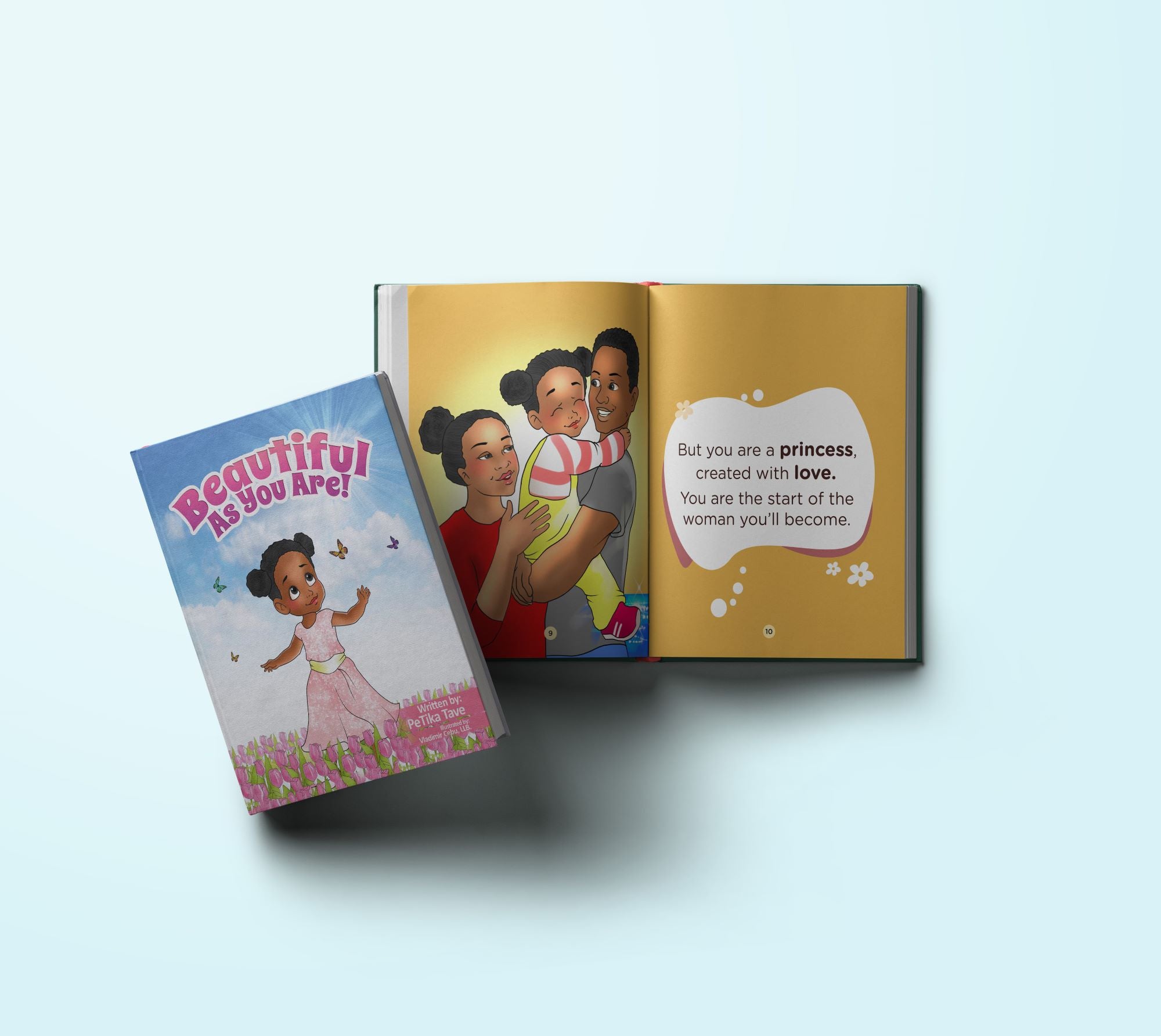 Children's picture book "Beautiful As You Are," featuring vibrant illustrations and empowering affirmations that encourage self-love and confidence in young girls.